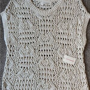 Lucky Brand Cream Open-Knit Sweater Vest